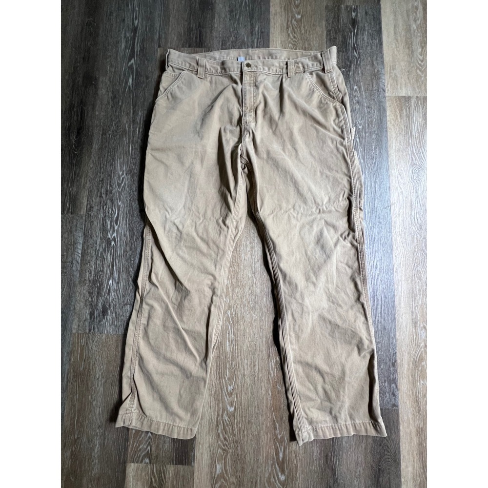 Carhartt Carpenter Pants Mens 42x32 Tan Good Canvas Utility Workwear Trousers